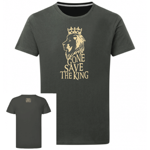 Tshirt Gone save the king couleur gris plomb, face