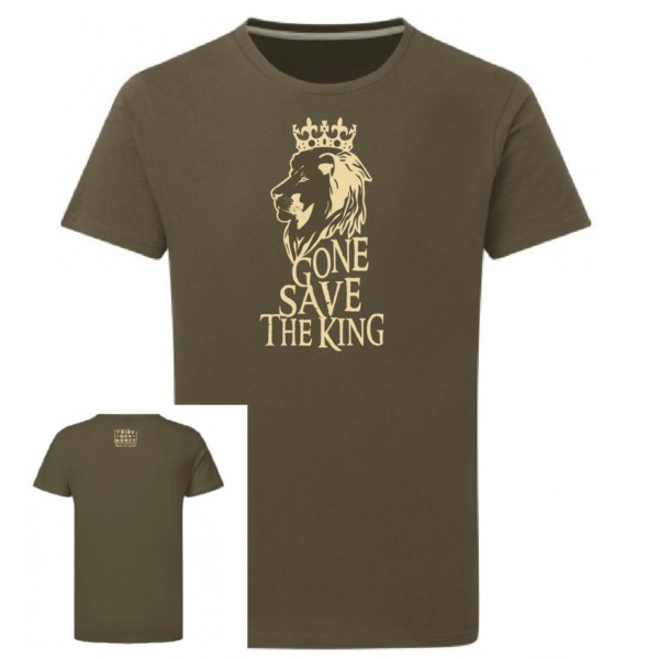 Tshirt Gone save the king couleur kaki, face