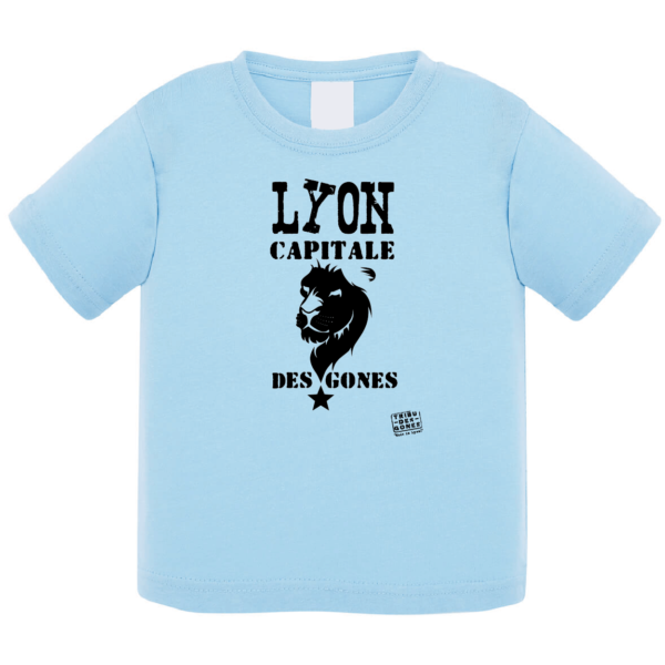 Tshirt bébé "Lion capitale des Gones" couleur bleu ciel