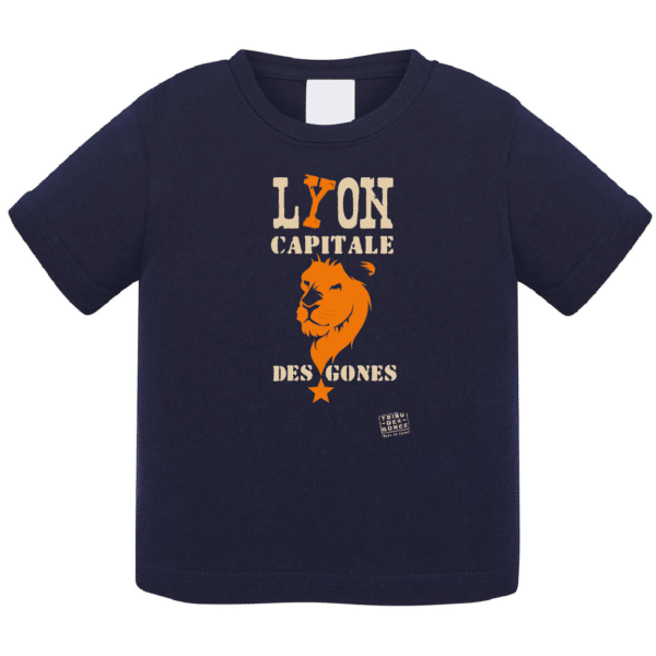 Tshirt bébé "Lion capitale des Gones" couleur bleu marine