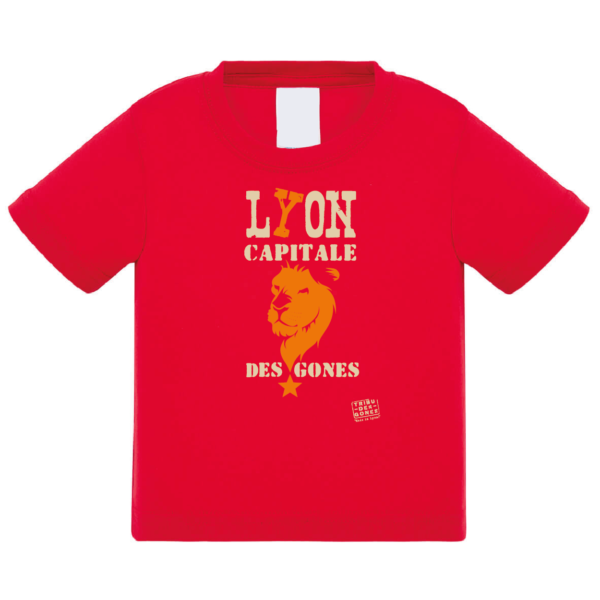 Tshirt bébé "Lion capitale des Gones" couleur rouge