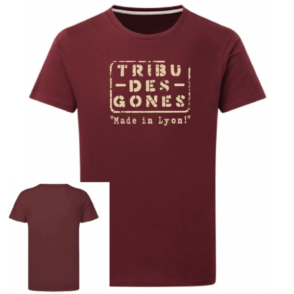 Tshirt logo tribu des gones couleur bordeaux, dos