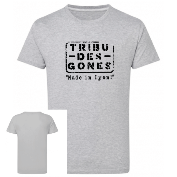 Tshirt logo tribu des gones couleur gris chiné, face