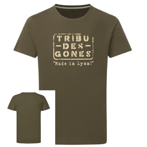 Tshirt logo tribu des gones couleur kaki, face