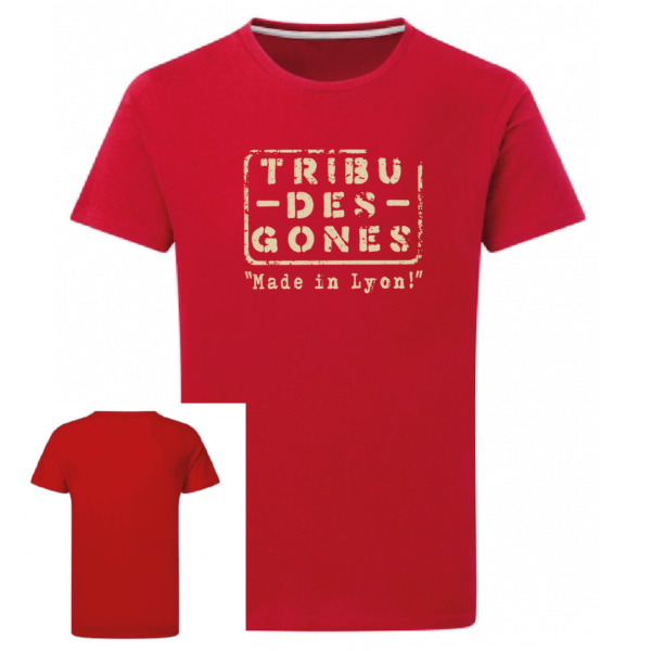 Tshirt logo tribu des gones couleur rouge, face