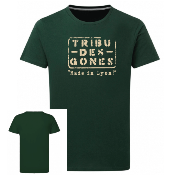 Tshirt logo tribu des gones couleur vert, face