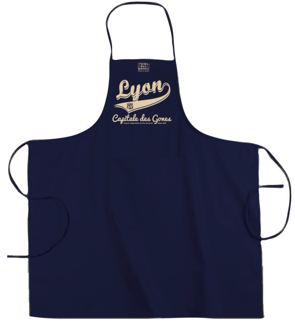 Tablier dicton "Lyon capitale des Gones" couleur bleu marine