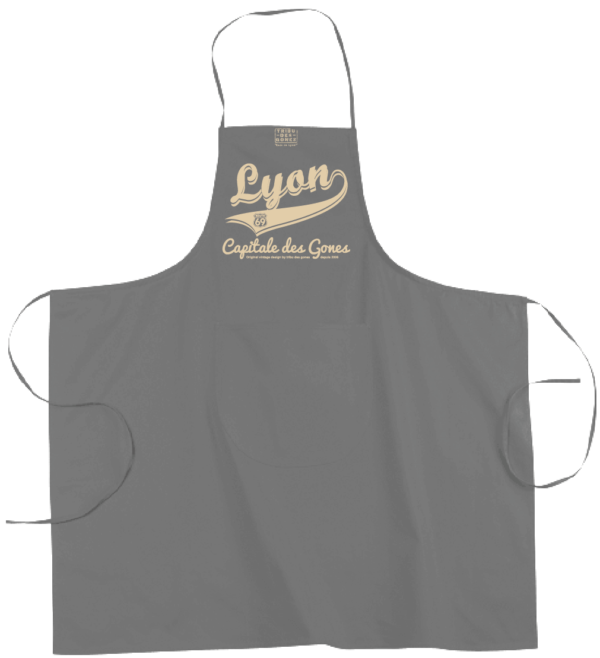 Tablier dicton "Lyon capitale des Gones" couleur gris