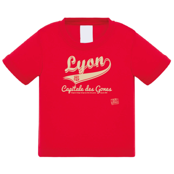 Tshirt bébé "Lyon capitale des Gones vintage" couleur rouge