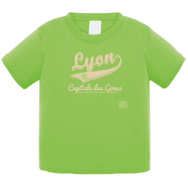 Tshirt bébé "Lyon capitale des Gones vintage" couleur vert
