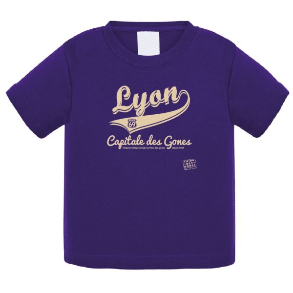 Tshirt bébé "Lyon capitale des Gones vintage" couleur violet