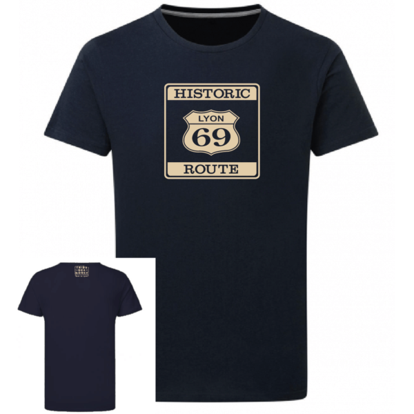 Tshirt Historic route 69 couleur bleu marine, face