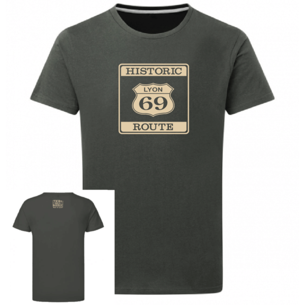 Tshirt Historic route 69 couleur gris plomb, face