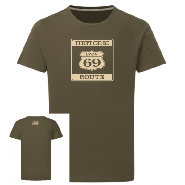 Tshirt Historic route 69 couleur kaki, face
