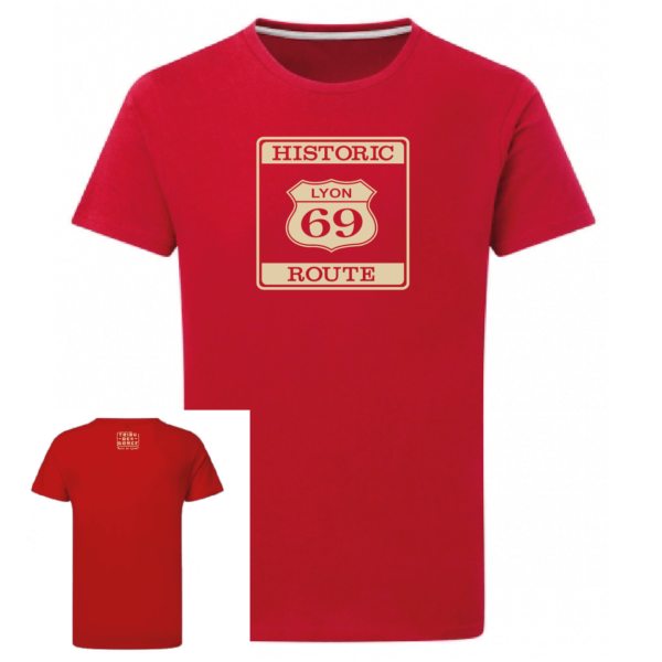 Tshirt Historic route 69 couleur rouge, face