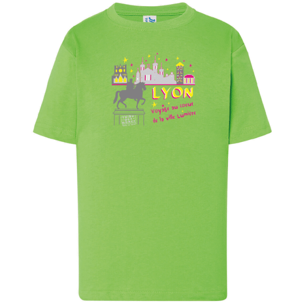 Tshirt enfant "voyage au coeur de la ville lumiere" couleur vert