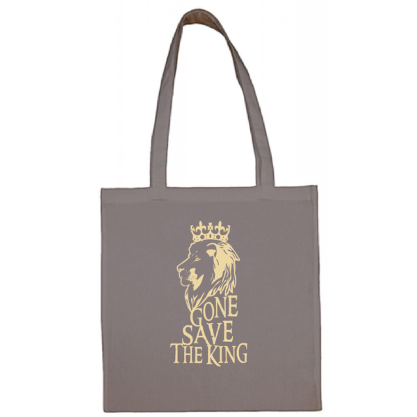 Tote bag "gone save the king" couleur gris