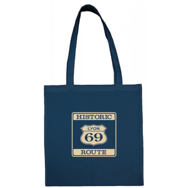 Tote bag "historic route 69" couleur bleu