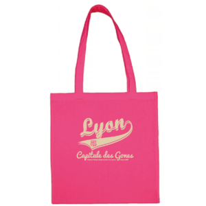 Tote bag "lyon capitale des gones vintage" couleur fushia