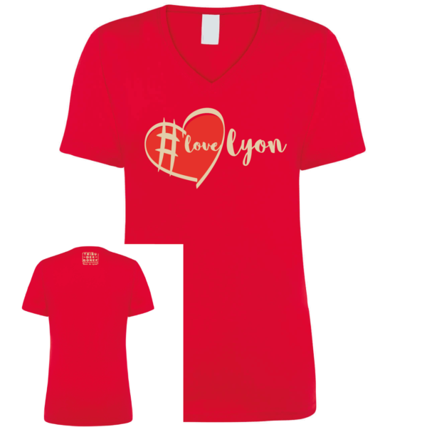 Tshirt femme #love lyon couleur rouge