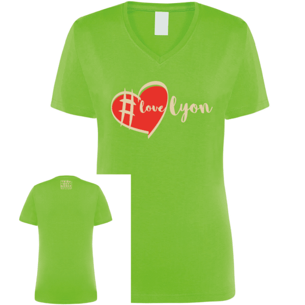Tshirt femme #love lyon couleur vert