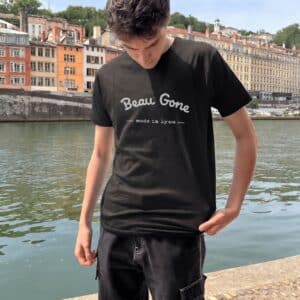 T-Shirt Homme – Beau Gone Blanc — Noir (face)