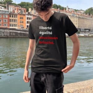 T-Shirt Homme – Liberté, éGalité, Saucisson Brioché — Noir (face)