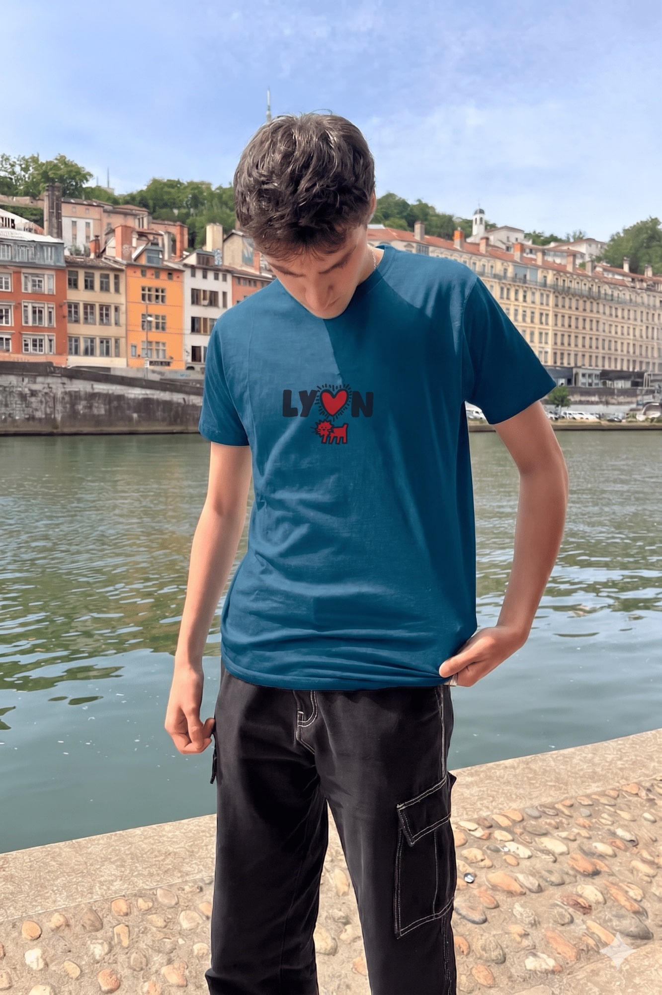 T-Shirt Homme – Lyon Modern Art — Bleu Indigo (face)