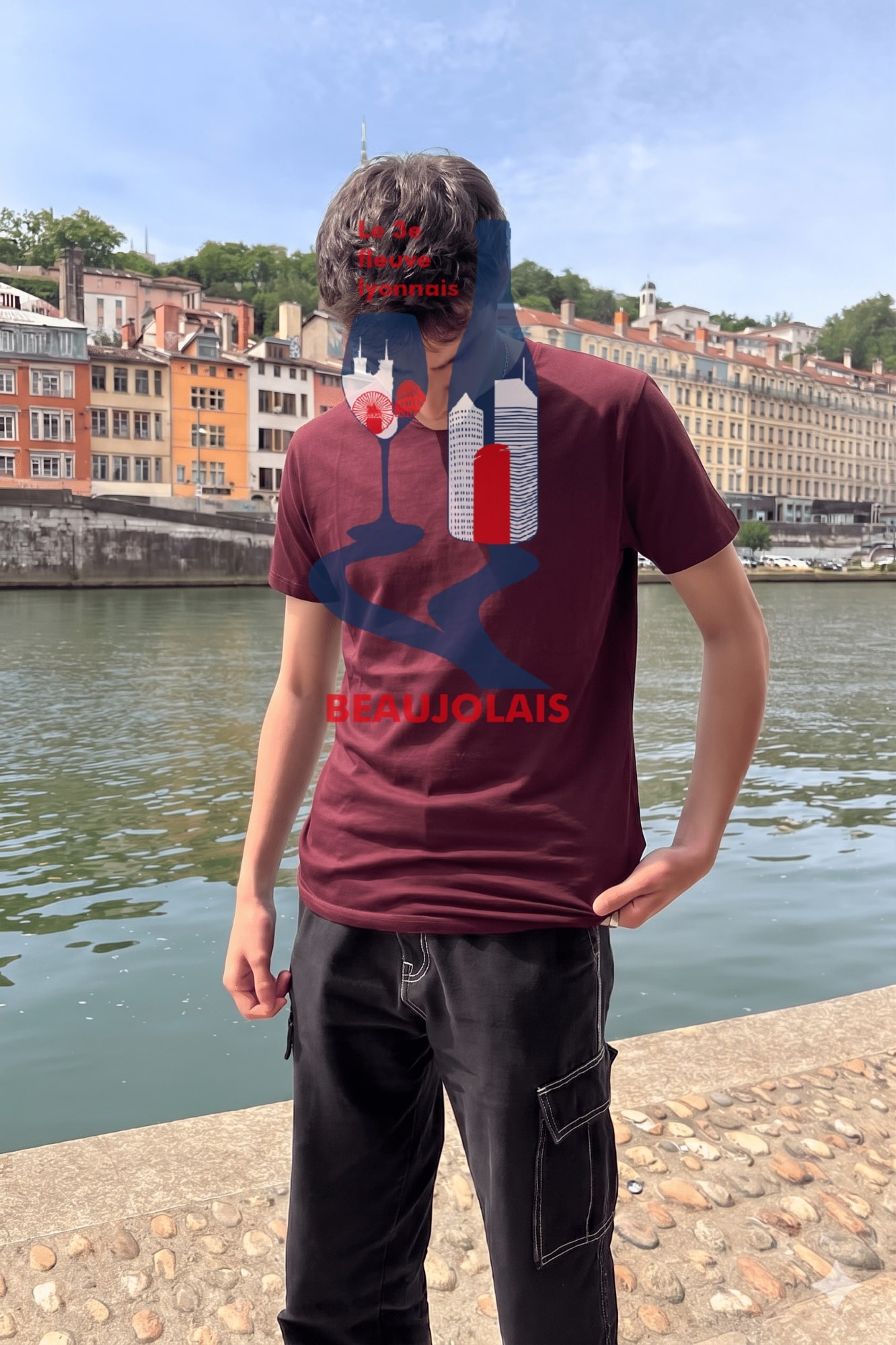 T-Shirt Homme – 3eme Fleuve Lyonnais (1) — Bordeaux (face)