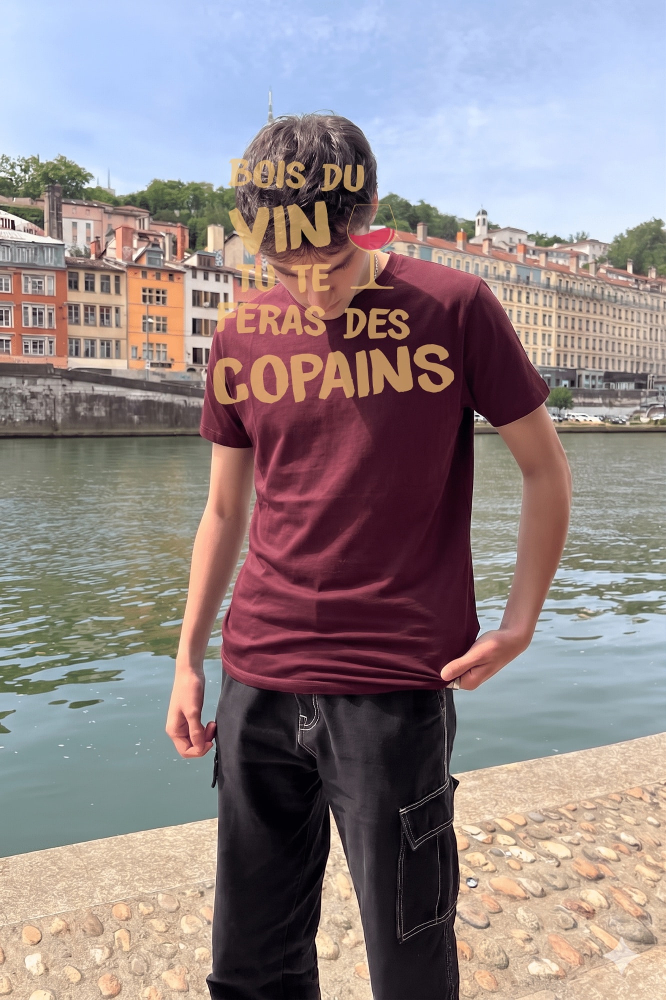 T-Shirt Homme – Vin Copain — Bordeaux (face)