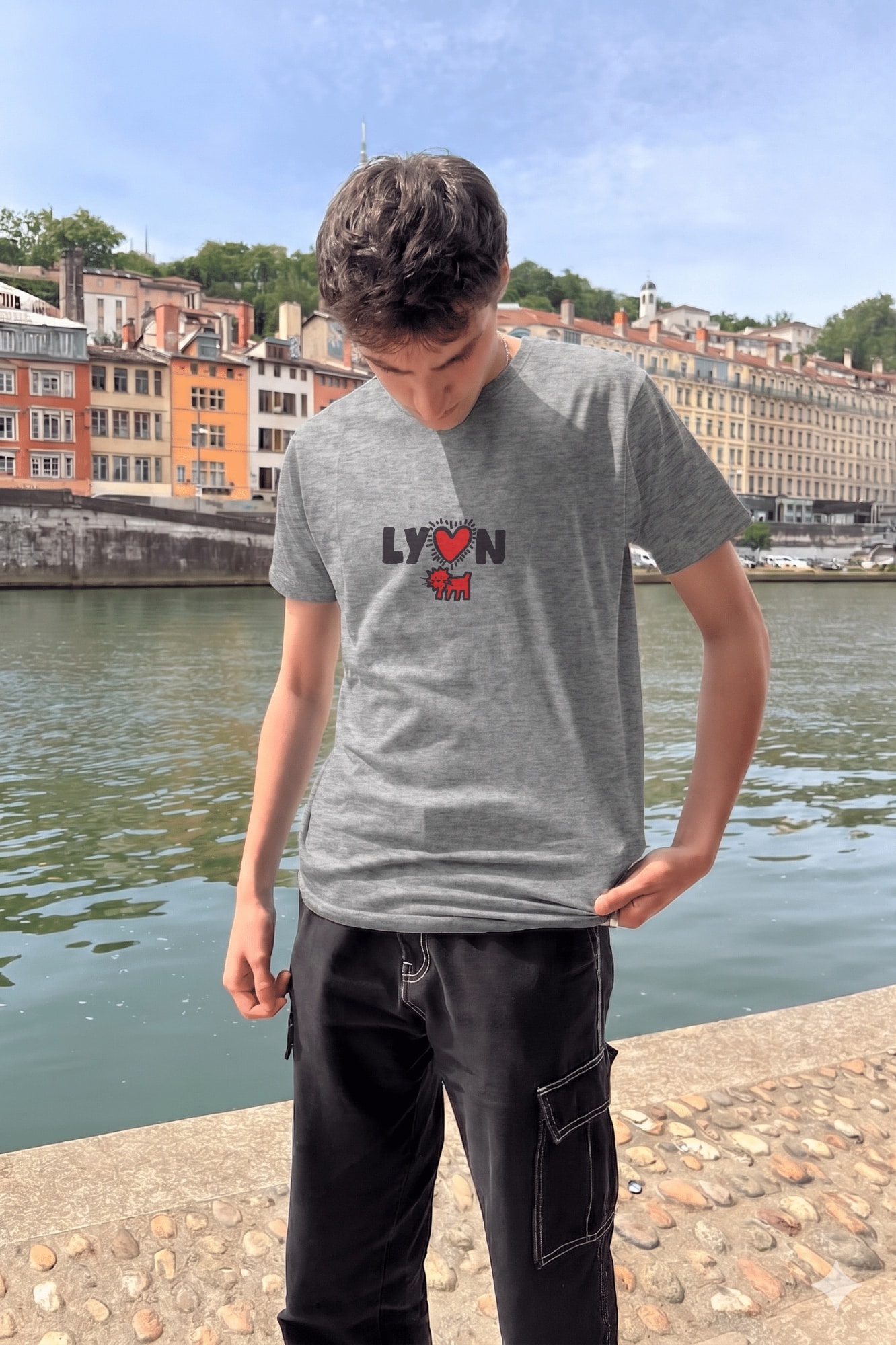 T-Shirt Homme – Lyon Modern Art — Gris Chine (face)