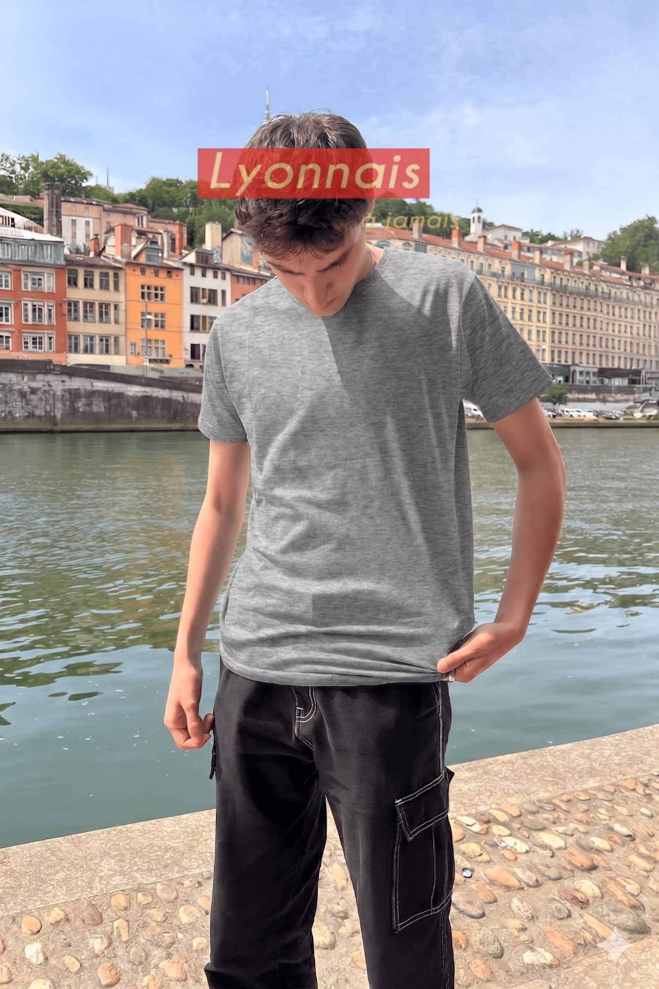 T-Shirt Homme – Lyonnais À Jamais — Gris Chine (face)