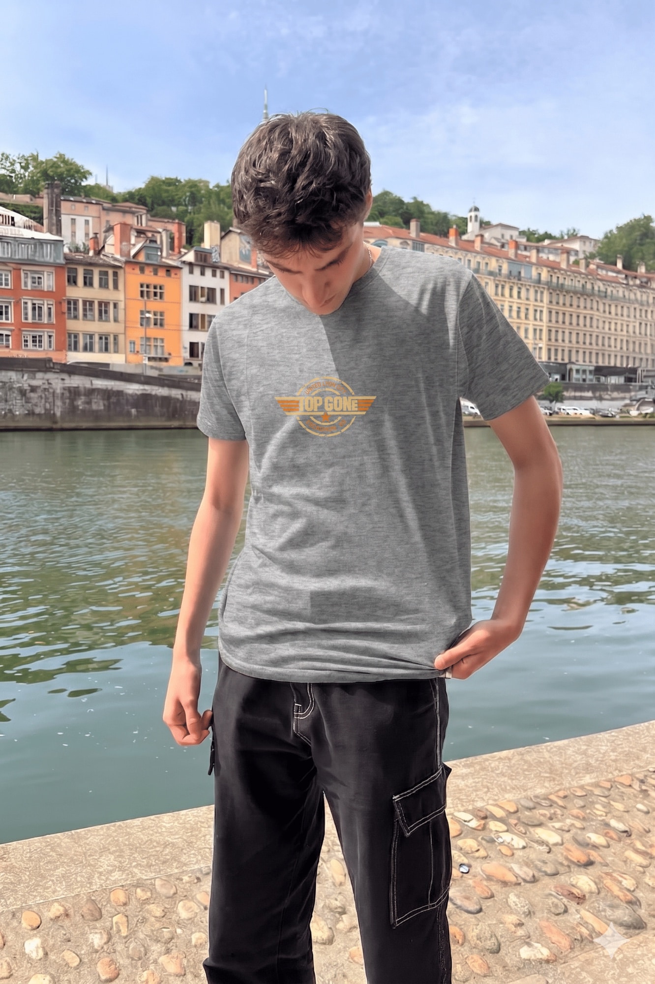 T-Shirt Homme – Top Gone — Gris Chine (face)