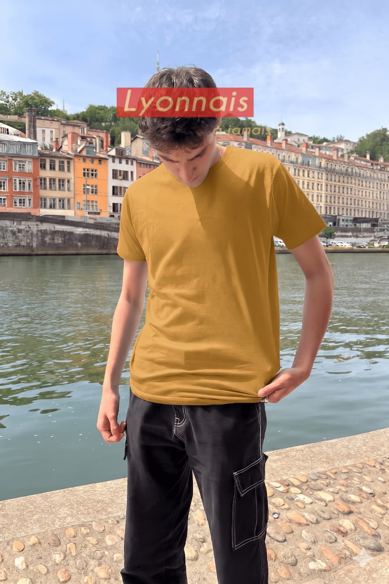 T-Shirt Homme – Lyonnais À Jamais — Moutarde (face)