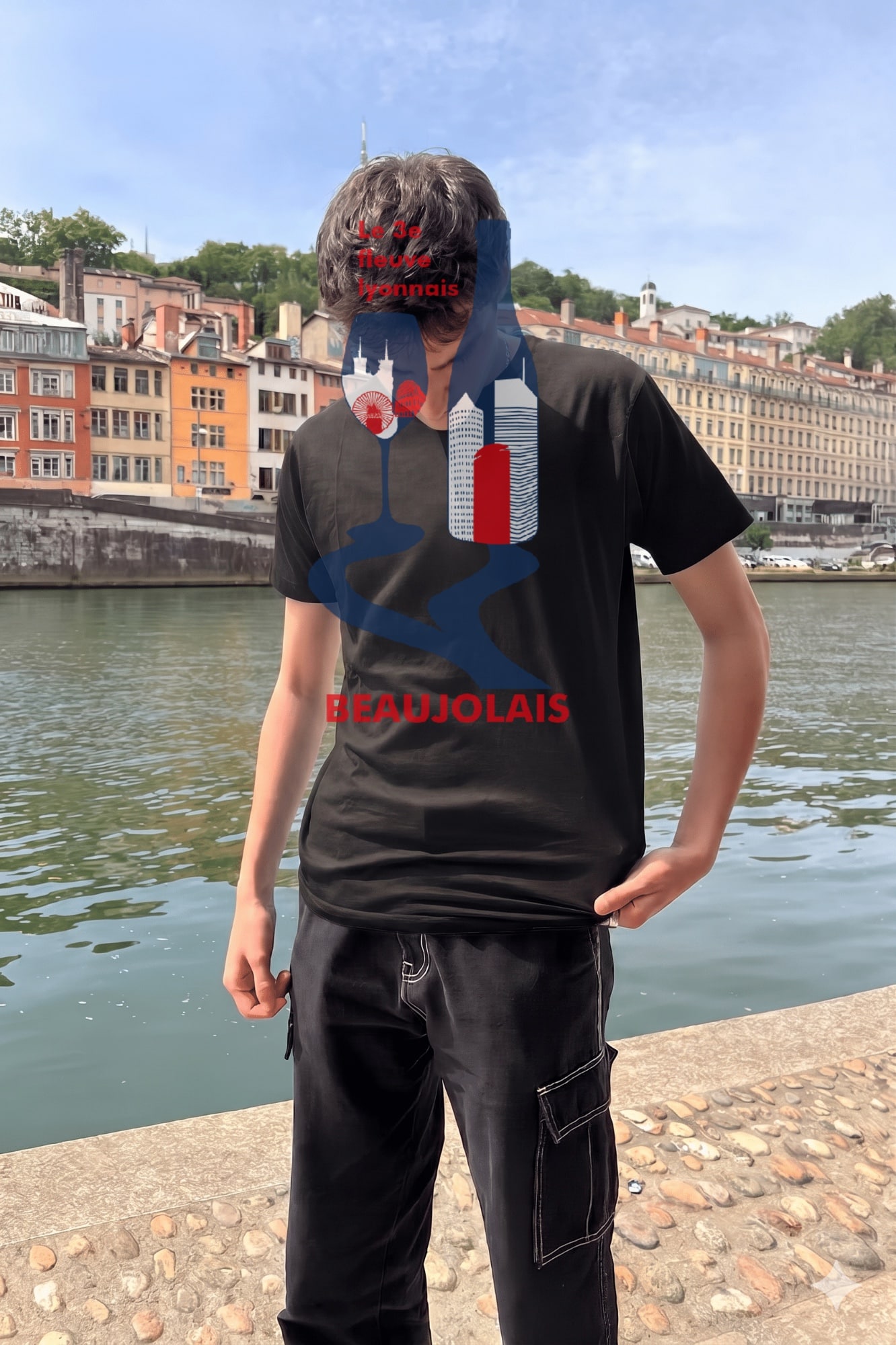 T-Shirt Homme – 3eme Fleuve Lyonnais (1) — Noir (face)