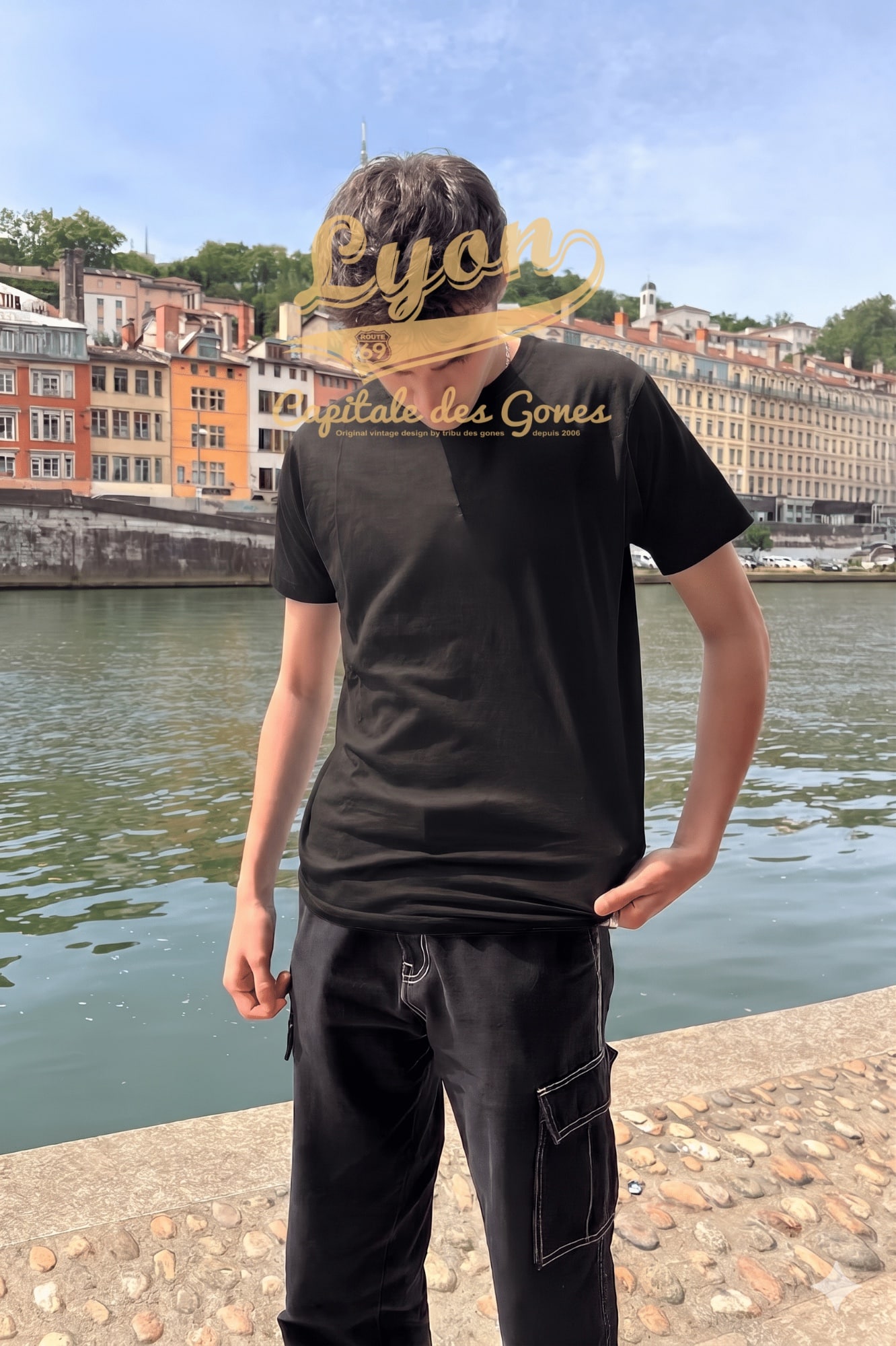 T-Shirt Homme – Lyon Capitale Des Gones 1 — Noir (face)