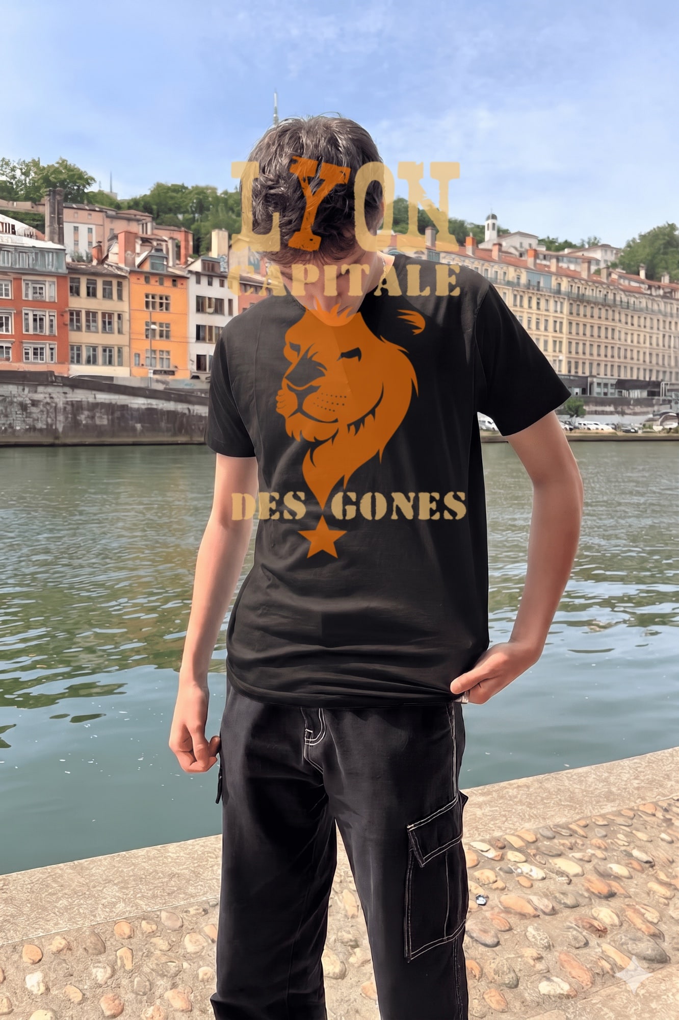 T-Shirt Homme – Lyon Capitale Des Gones 2 — Noir (face)