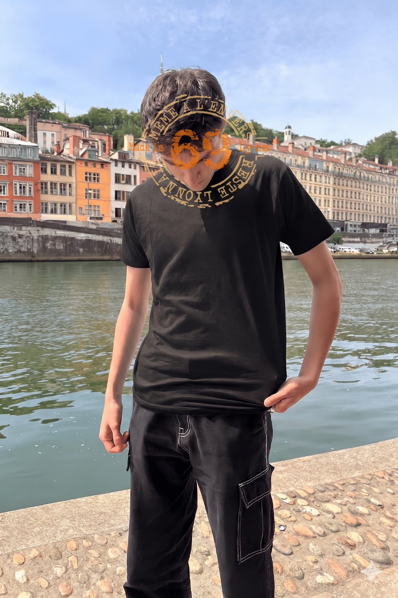 T-Shirt Homme – Made In 69 Lyon — Noir (face)