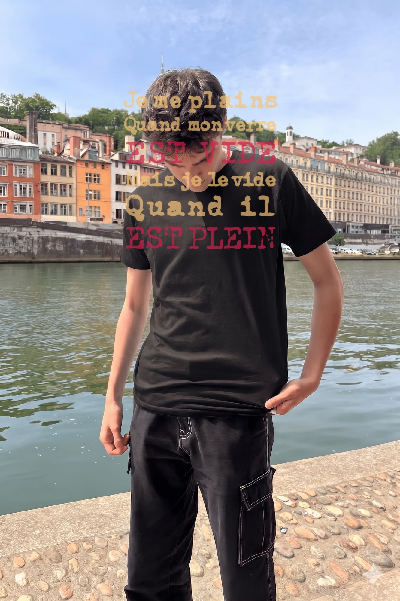 T-Shirt Homme – Verre Vide — Noir (face)