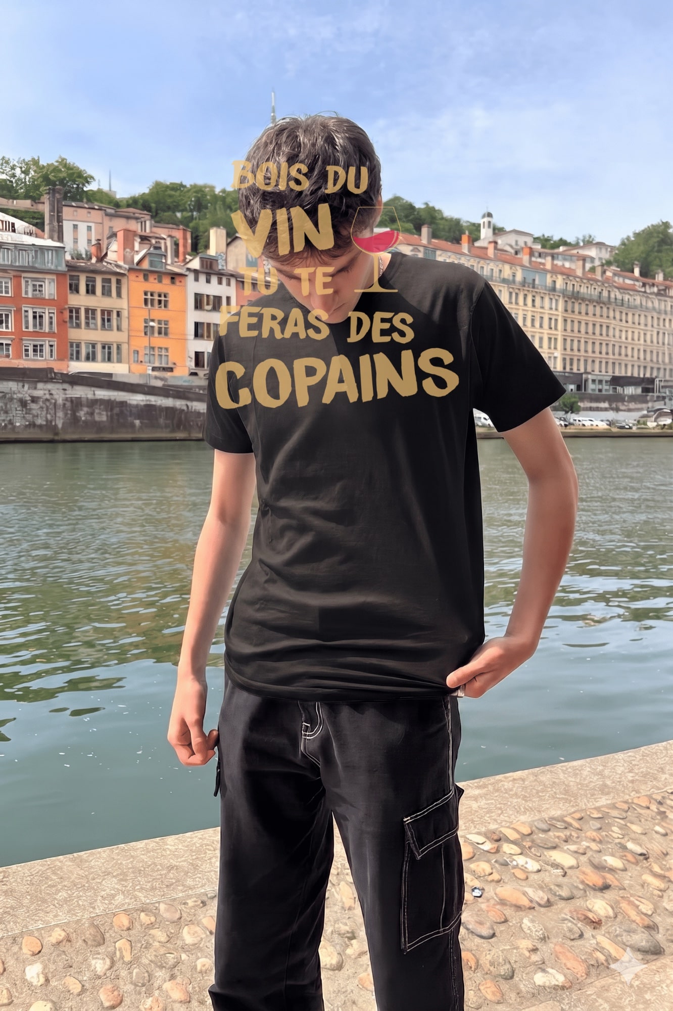 T-Shirt Homme – Vin Copain — Noir (face)