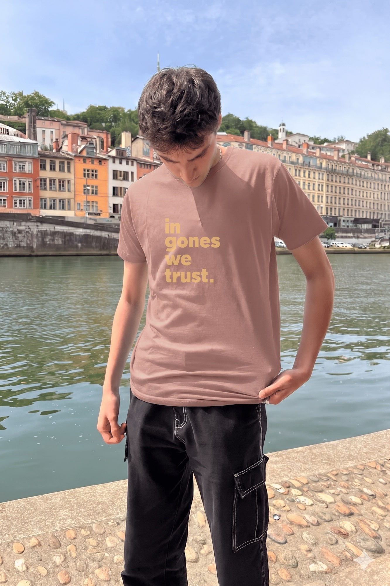 T-Shirt Homme – Igwt — Rose Poudre (face)