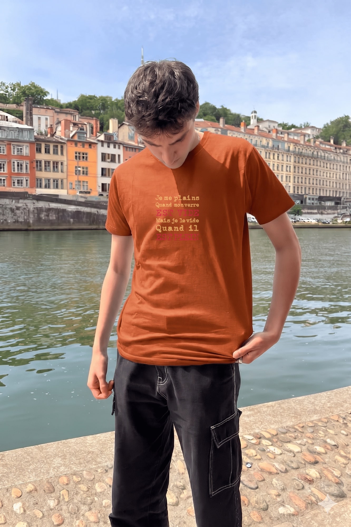 T-Shirt Homme – Verre Vide — Rouille (face)