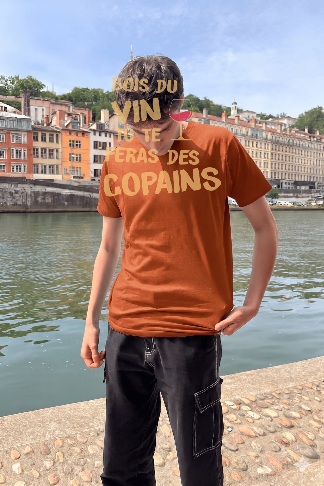 T-Shirt Homme – Vin Copain — Rouille (face)