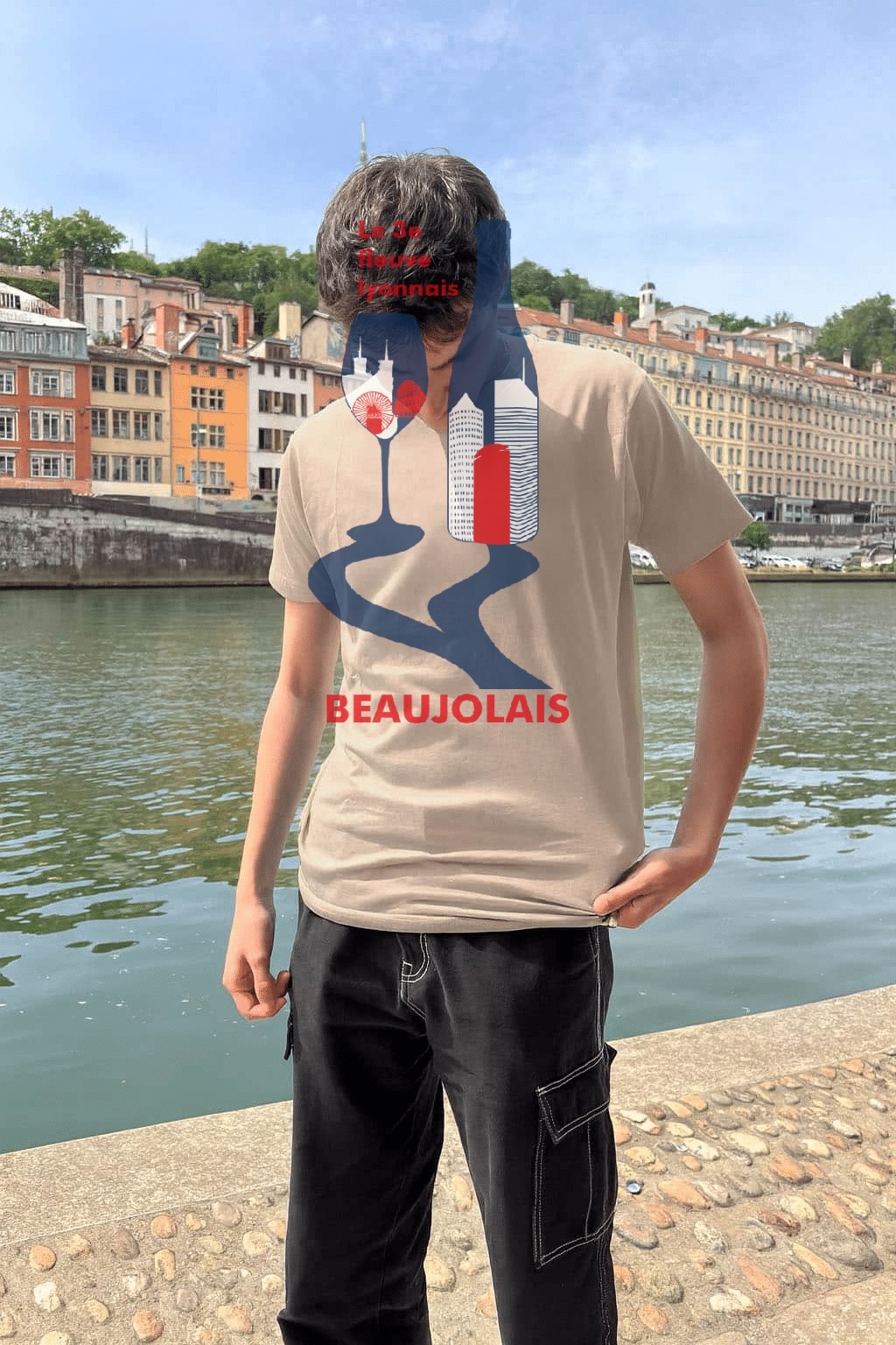 T-Shirt Homme – 3eme Fleuve Lyonnais (1) — Sable (face)