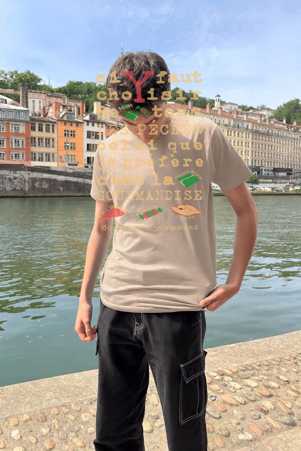 T-Shirt Homme – Douceurs Lyonnaises — Sable (face)