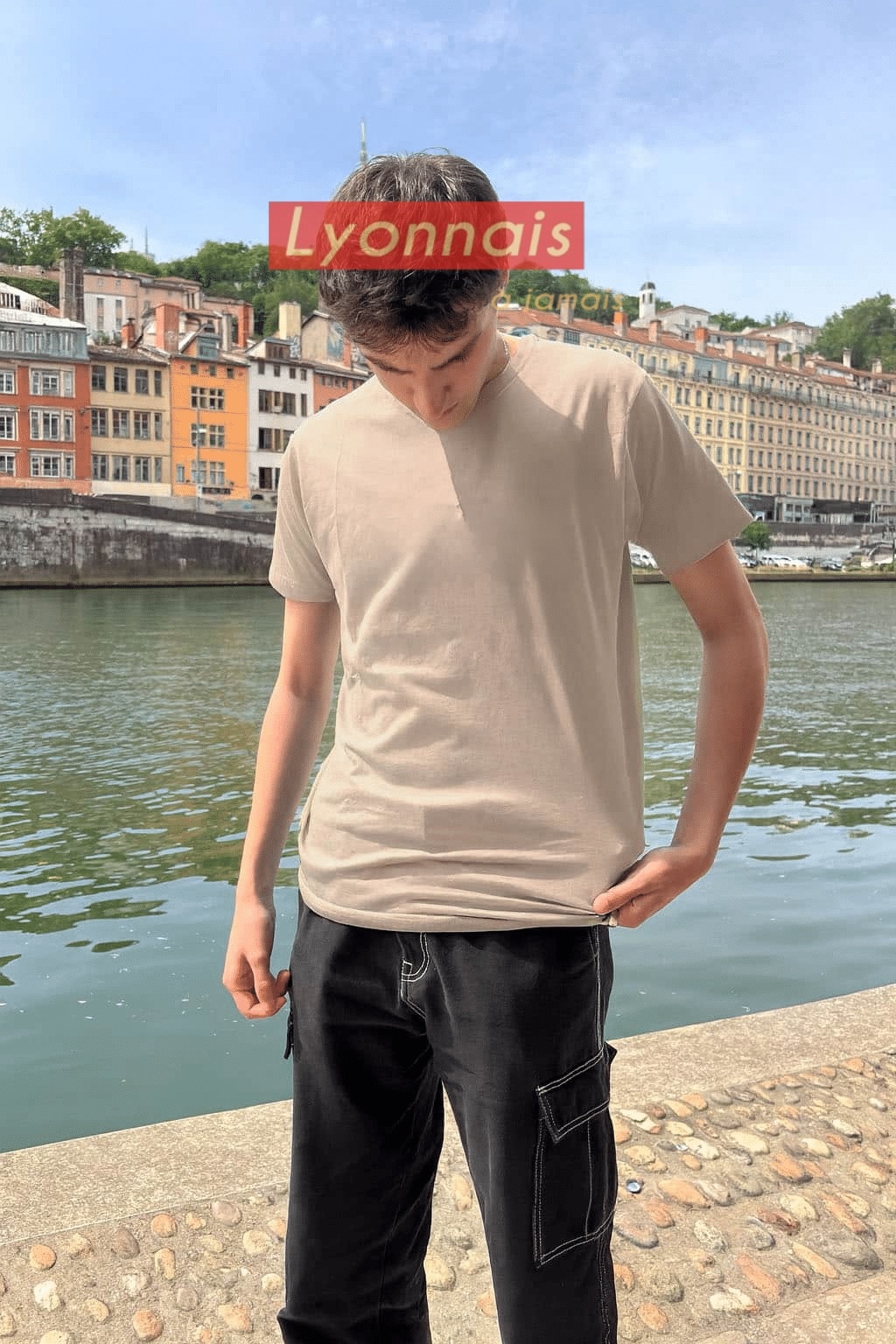 T-Shirt Homme – Lyonnais À Jamais — Sable (face)