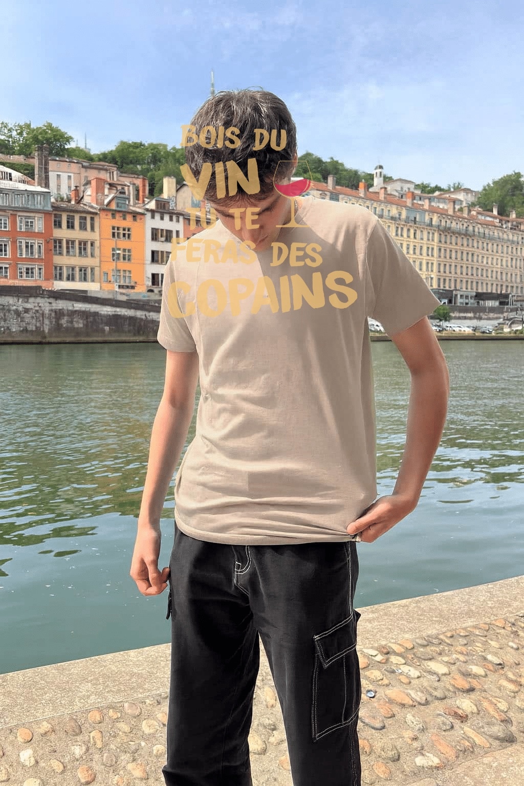 T-Shirt Homme – Vin Copain — Sable (face)