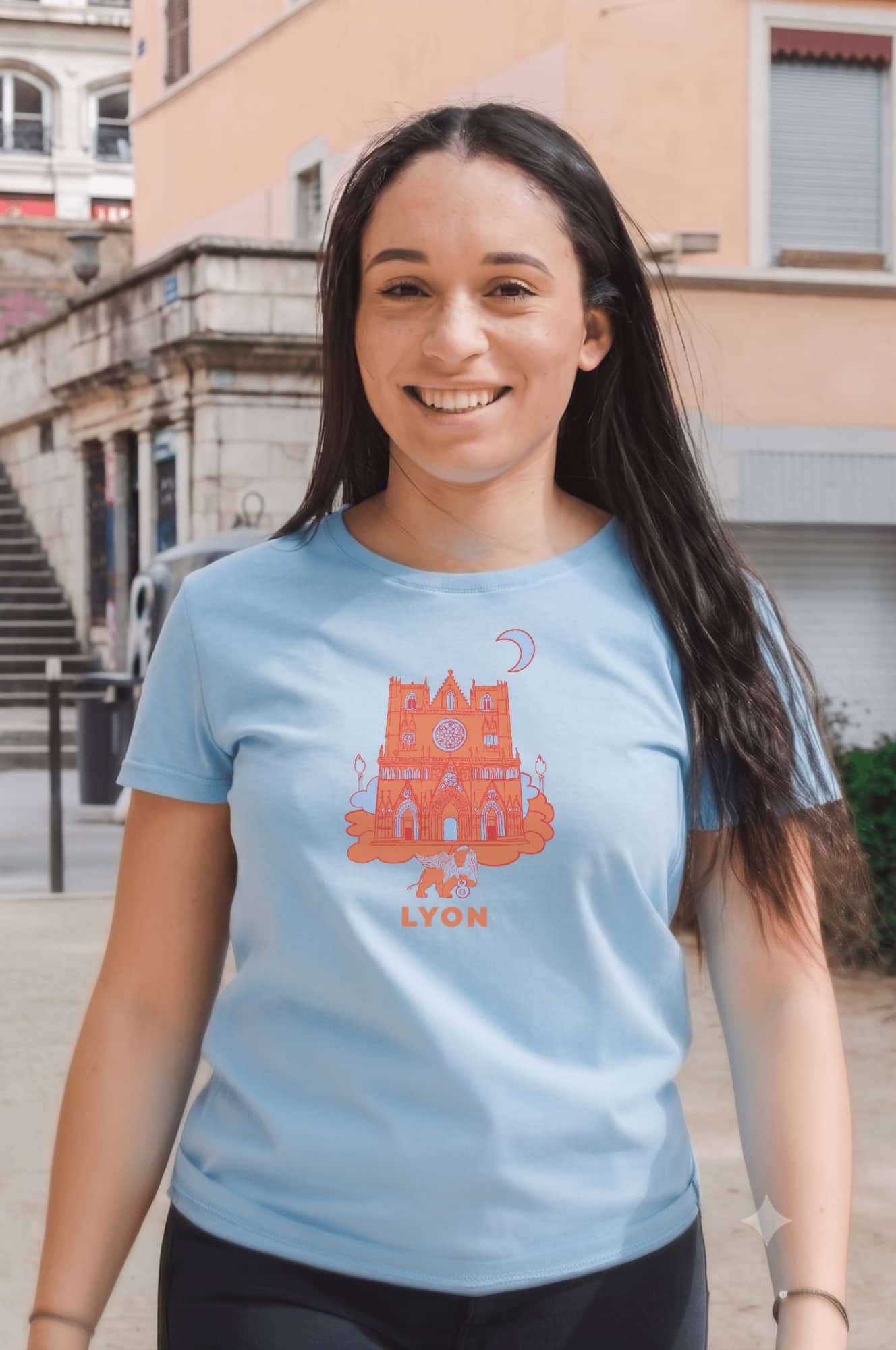 T-Shirt Femme – Cath St Jean Fete Des Lumières (1) — Bleu Ciel (face)