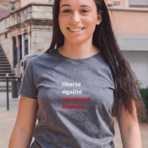 T-Shirt Femme – Liberté, Égalité, Saucisson Brioché — Denim (face)