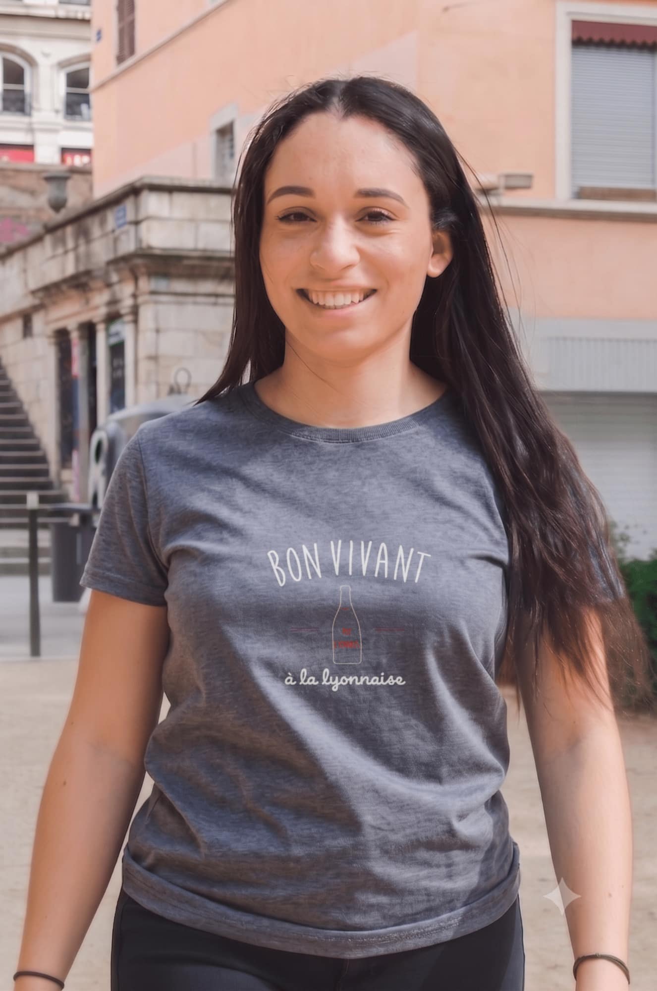 T-Shirt Femme – Bon Vivant À La Lyonnaise Blanc — Denim (face)